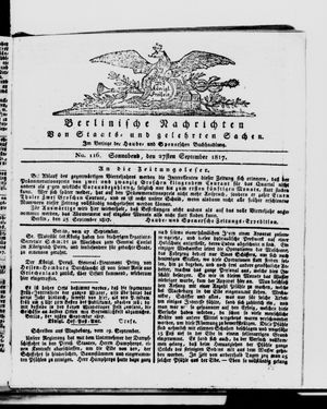 Berlinische Nachrichten von Staats- und gelehrten Sachen vom 27.09.1817