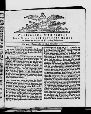Berlinische Nachrichten von Staats- und gelehrten Sachen vom 01.11.1817