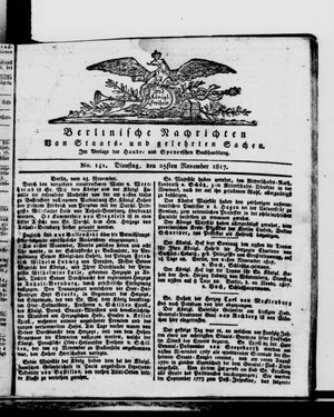 Berlinische Nachrichten von Staats- und gelehrten Sachen vom 25.11.1817