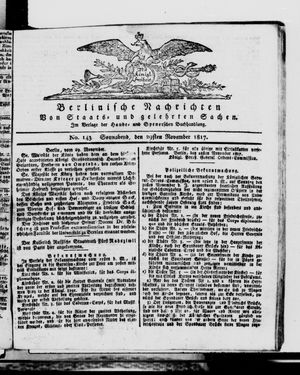 Berlinische Nachrichten von Staats- und gelehrten Sachen vom 29.11.1817