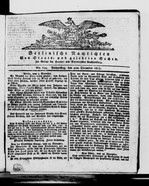 Berlinische Nachrichten von Staats- und gelehrten Sachen on Dec 4, 1817