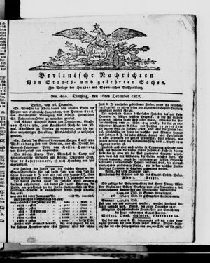 Berlinische Nachrichten von Staats- und gelehrten Sachen vom 16.12.1817