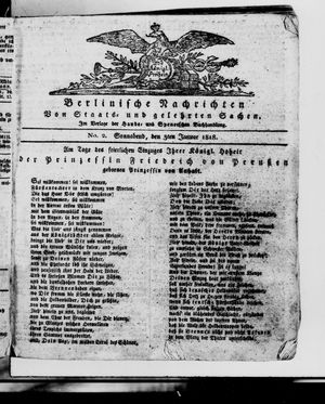 Berlinische Nachrichten von Staats- und gelehrten Sachen vom 03.01.1818