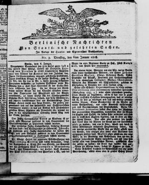 Berlinische Nachrichten von Staats- und gelehrten Sachen vom 06.01.1818