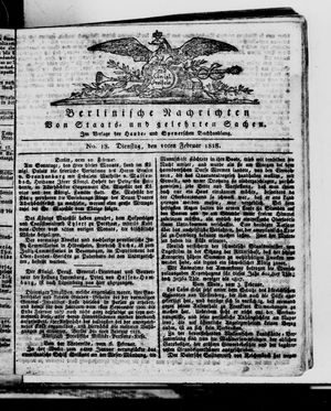 Berlinische Nachrichten von Staats- und gelehrten Sachen vom 10.02.1818