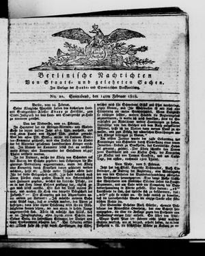 Berlinische Nachrichten von Staats- und gelehrten Sachen on Feb 14, 1818
