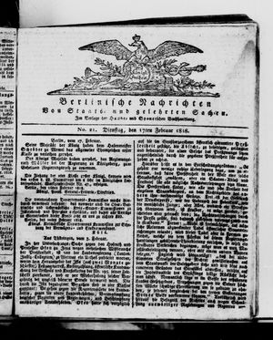 Berlinische Nachrichten von Staats- und gelehrten Sachen vom 17.02.1818