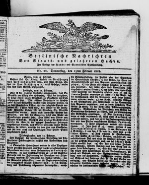 Berlinische Nachrichten von Staats- und gelehrten Sachen on Feb 19, 1818