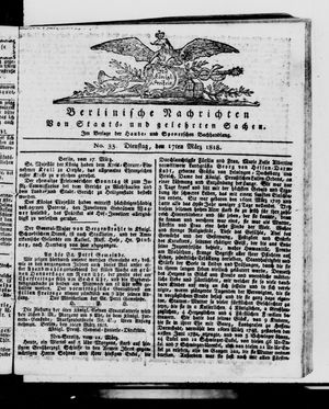Berlinische Nachrichten von Staats- und gelehrten Sachen vom 17.03.1818