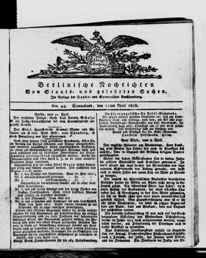 Berlinische Nachrichten von Staats- und gelehrten Sachen vom 11.04.1818