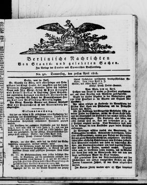 Berlinische Nachrichten von Staats- und gelehrten Sachen vom 30.04.1818