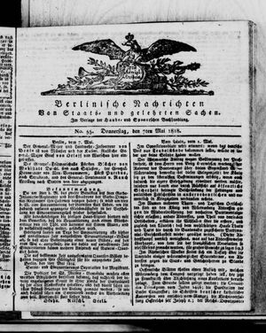 Berlinische Nachrichten von Staats- und gelehrten Sachen on May 7, 1818