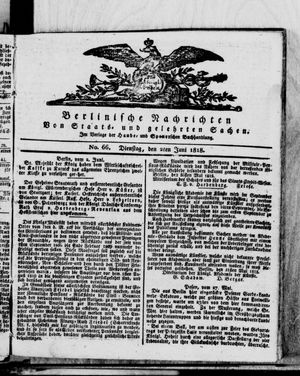 Berlinische Nachrichten von Staats- und gelehrten Sachen on Jun 2, 1818