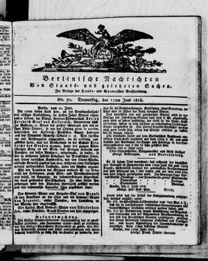 Berlinische Nachrichten von Staats- und gelehrten Sachen vom 11.06.1818