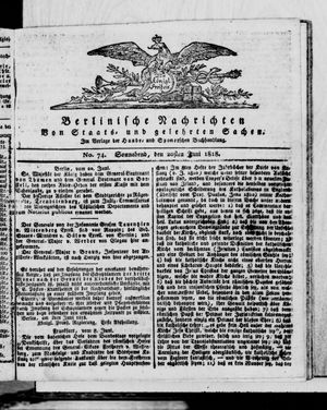 Berlinische Nachrichten von Staats- und gelehrten Sachen vom 20.06.1818