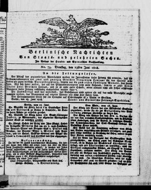 Berlinische Nachrichten von Staats- und gelehrten Sachen vom 23.06.1818