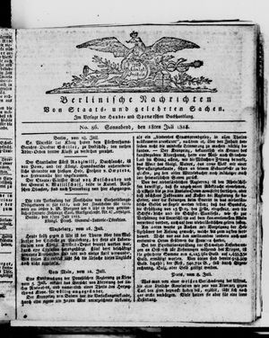Berlinische Nachrichten von Staats- und gelehrten Sachen vom 18.07.1818