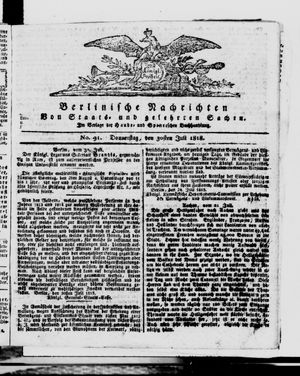 Berlinische Nachrichten von Staats- und gelehrten Sachen on Jul 30, 1818