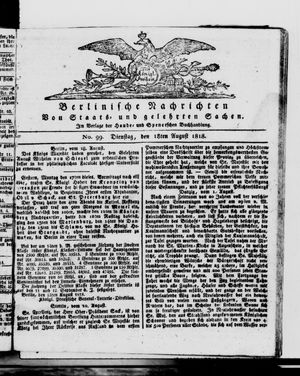 Berlinische Nachrichten von Staats- und gelehrten Sachen vom 18.08.1818