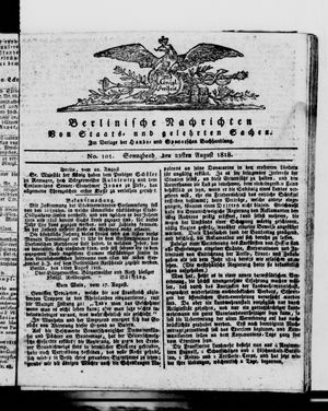 Berlinische Nachrichten von Staats- und gelehrten Sachen vom 22.08.1818