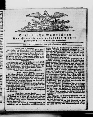 Berlinische Nachrichten von Staats- und gelehrten Sachen on Sep 3, 1818
