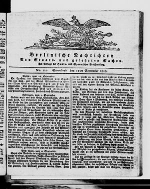 Berlinische Nachrichten von Staats- und gelehrten Sachen vom 12.09.1818