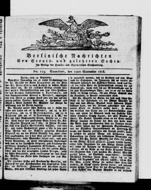 Berlinische Nachrichten von Staats- und gelehrten Sachen vom 19.09.1818