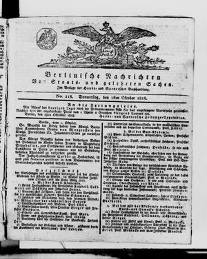 Berlinische Nachrichten von Staats- und gelehrten Sachen on Oct 1, 1818