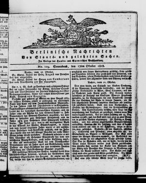 Berlinische Nachrichten von Staats- und gelehrten Sachen vom 17.10.1818