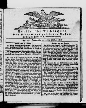 Berlinische Nachrichten von Staats- und gelehrten Sachen vom 31.10.1818