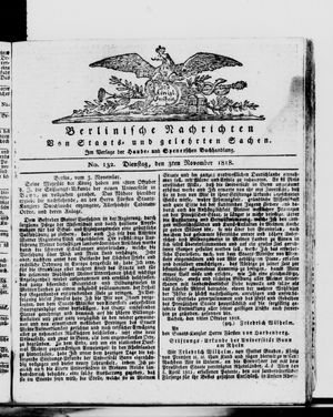 Berlinische Nachrichten von Staats- und gelehrten Sachen vom 03.11.1818