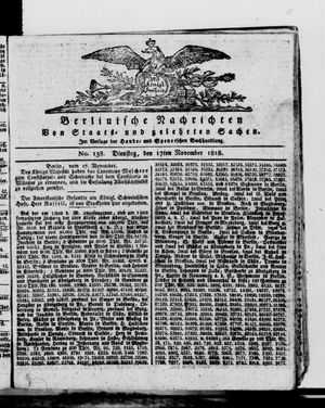 Berlinische Nachrichten von Staats- und gelehrten Sachen vom 17.11.1818