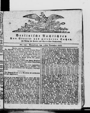 Berlinische Nachrichten von Staats- und gelehrten Sachen vom 21.11.1818