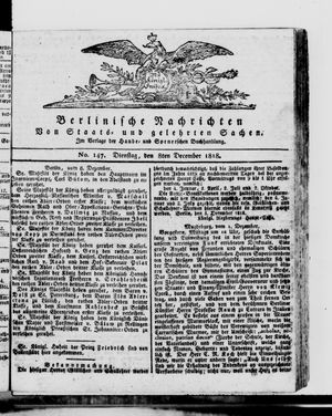 Berlinische Nachrichten von Staats- und gelehrten Sachen on Dec 8, 1818