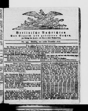 Berlinische Nachrichten von Staats- und gelehrten Sachen on Dec 22, 1818