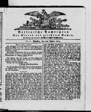 Berlinische Nachrichten von Staats- und gelehrten Sachen vom 05.01.1819