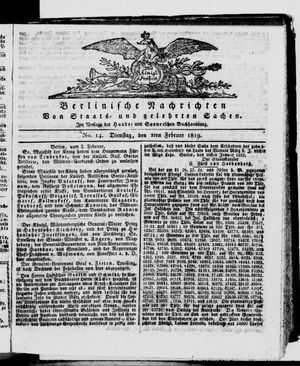 Berlinische Nachrichten von Staats- und gelehrten Sachen on Feb 2, 1819