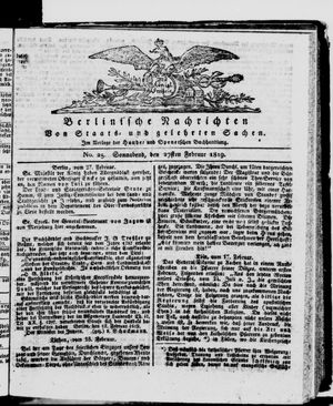 Berlinische Nachrichten von Staats- und gelehrten Sachen vom 27.02.1819