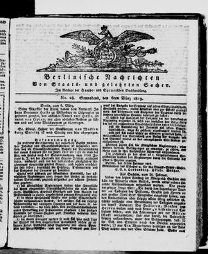 Berlinische Nachrichten von Staats- und gelehrten Sachen on Mar 6, 1819