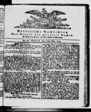 Berlinische Nachrichten von Staats- und gelehrten Sachen vom 20.03.1819