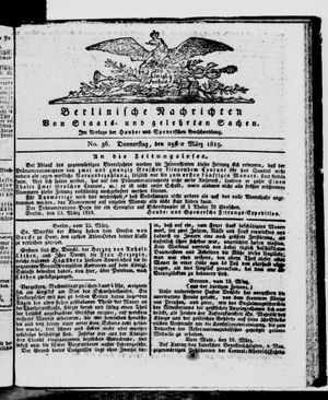 Berlinische Nachrichten von Staats- und gelehrten Sachen vom 25.03.1819
