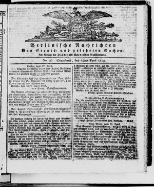 Berlinische Nachrichten von Staats- und gelehrten Sachen vom 17.04.1819
