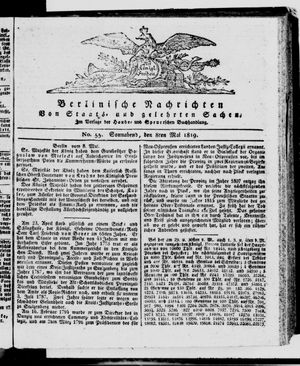 Berlinische Nachrichten von Staats- und gelehrten Sachen vom 08.05.1819