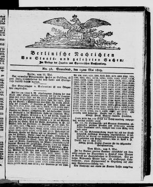 Berlinische Nachrichten von Staats- und gelehrten Sachen vom 15.05.1819