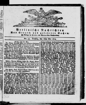 Berlinische Nachrichten von Staats- und gelehrten Sachen vom 18.05.1819