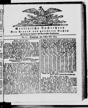 Berlinische Nachrichten von Staats- und gelehrten Sachen vom 22.05.1819