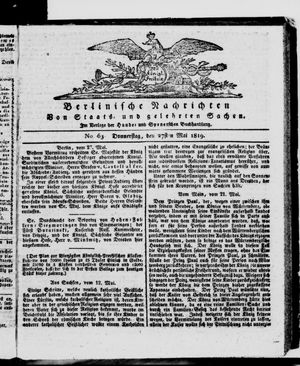 Berlinische Nachrichten von Staats- und gelehrten Sachen vom 27.05.1819