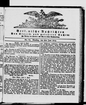 Berlinische Nachrichten von Staats- und gelehrten Sachen on Jun 8, 1819