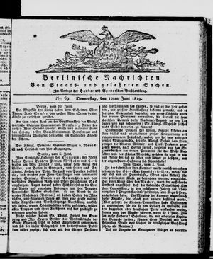 Berlinische Nachrichten von Staats- und gelehrten Sachen vom 10.06.1819