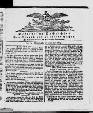 Berlinische Nachrichten von Staats- und gelehrten Sachen on Jul 3, 1819
